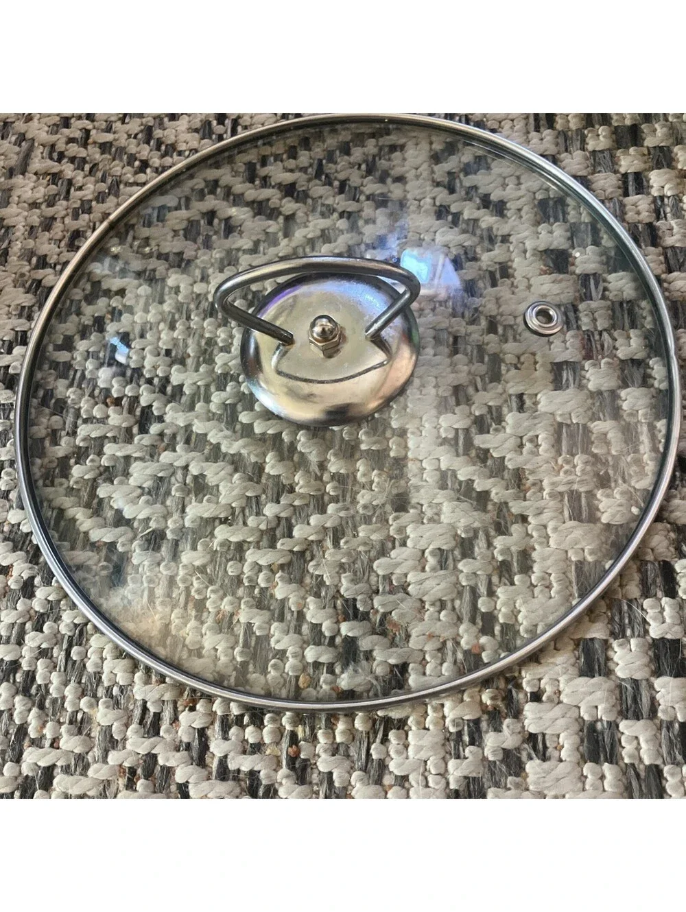 Replacement LID Glass Metal Handle Round Silver Vented 7 1/2 “ Diameter